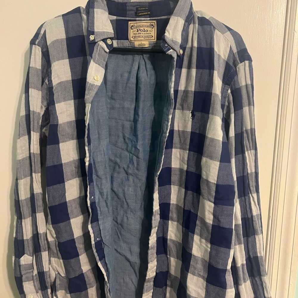 Polo by Ralph Lauren Men's Blue Checkered Shirt